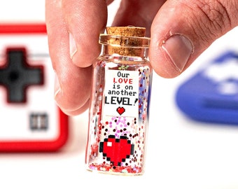 Regalo di anniversario per il fidanzato, regalo di San Valentino, regalo Pixel Heart Gamer per lui Regalo personalizzato per la fidanzata, Sali di livello Metti in pausa il gioco