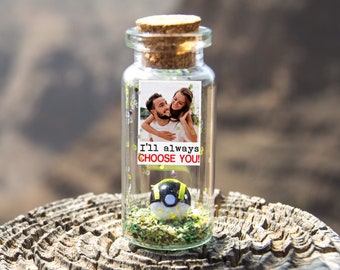 Bottiglia regalo con foto personalizzata: ricordo "I Choose You"
