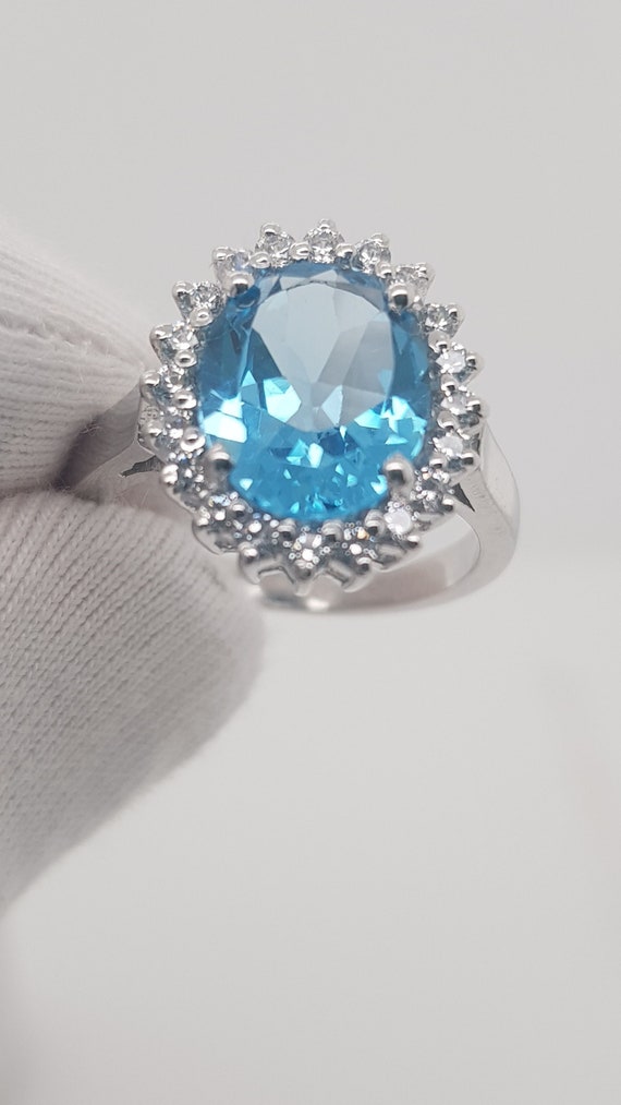 Blue topaz and outlet cubic zirconia ring