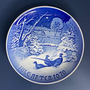 Vintage B&G Copenhagen Porcelain Jule After 1970 &quot;Pheasants in the snow at Christmas&quot; Collector Plate