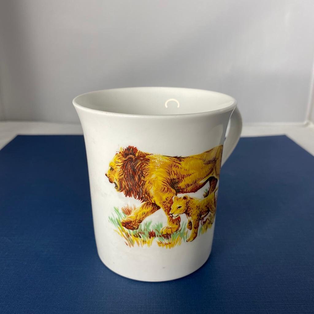 Vintage Rosina Fine Bone China Lion And Cub Mug Etsy