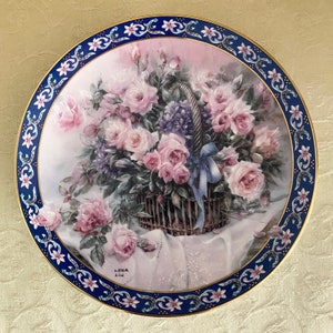 Vintage Lena Liu Basket Bouquets Fine Porcelain Plate Collection &quot;Roses&quot;