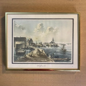 City Of Westerwik, Sweden Vintage Engraving Art Print - Framed Behind Glass