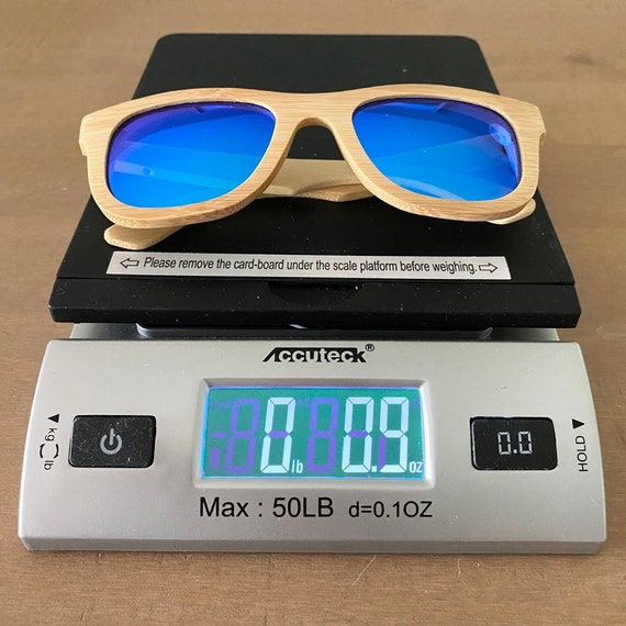 Wooden Blue Mirror Lens Square Full Rim Sunglasses - image 4