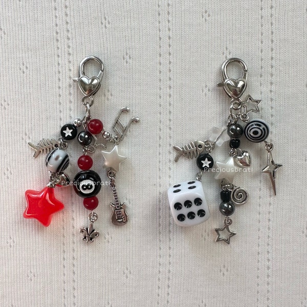 Handmade cluttered rockstar gf edgy grunge cyber emo y2k Star girl key chains or phone charms