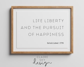 declaration of independence print | fourth of july patriotic decor | july 4th prints | independence day printable wall art | red white blue