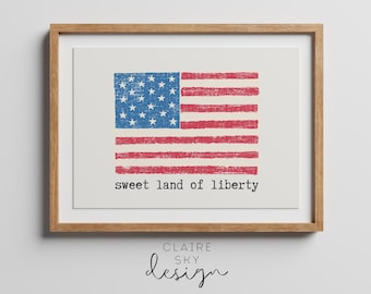 4th of july printable wall art | american flag print | fourth of july red white blue decor | patriotic wall art print | independence day