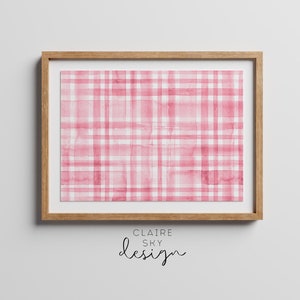 estampado a cuadros rosa / arte de pared imprimible rosa / arte de guardería para niñas de acuarela / arte de pared del día de San Valentín / decoración de guardería rosa / decoración barbiecore