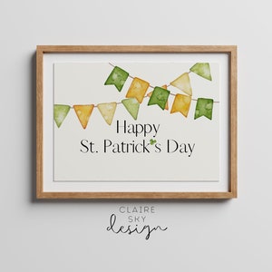 st. patrick&#39;s day printables | st patricks day printable wall art | happy st. patrick&#39;s day sign | irish flag print | st patricks day decor