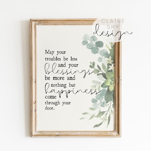 impression botanique bénédiction irlandaise | bénédiction de mariage irlandaise imprimable | aquarelle botanique | bénédiction à domicile | cadeau de pendaison de crémaillère | Impression numérique
