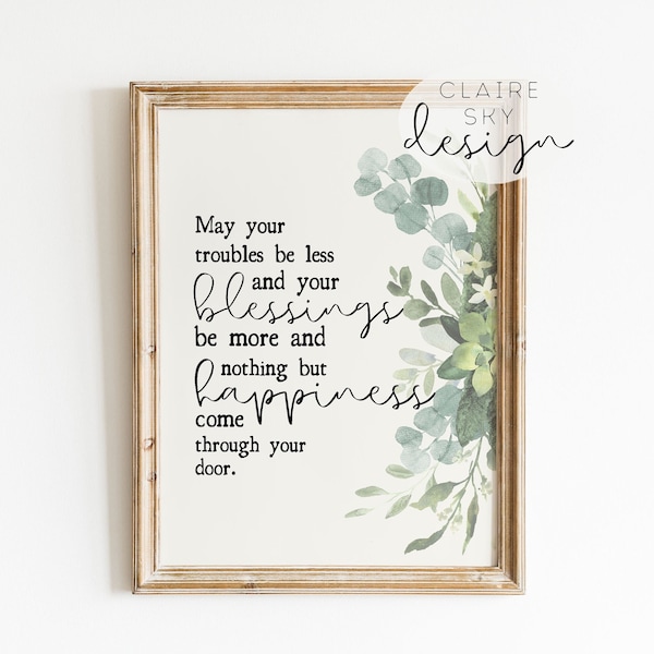 irish blessing botanical print | irish wedding blessing printable | watercolor botanical | home blessing | housewarming gift | digital print