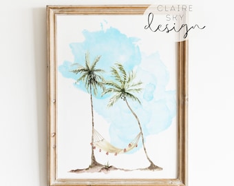 coastal granddaughter print | palm tree printable art | beach prints digital | coastal granddaughter decor | boho beach print | watercolor