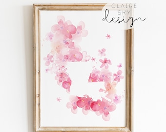 watercolor floral louisiana | louisiana printable wall art | | watercolor southern decor | new orleans art poster | state of louisiana