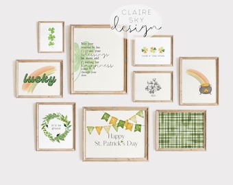 st patricks day prints set of 10 | lucky irish printable wall art | green wall art prints | irish blessing wall art | irish blessing sign