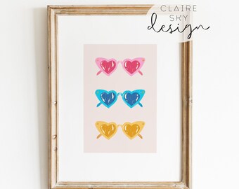 arte de pared imprimible femenino de muy buen gusto / arte inspirado en muñecas / barbiecore imprimible / póster de gafas de sol / estampados de rosas fuertes / arte de la habitación de las niñas de color rosa intenso