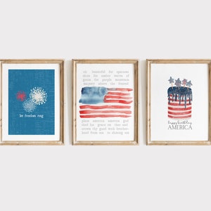 patriotic prints set | 4th of july printable wall art gallery | independence day art prints | fourth of july wall decor | americana wall art image 2