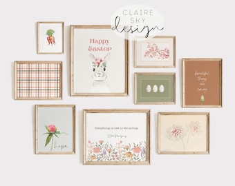 printable easter wall art | easter prints set of 10 | spring wall art | neutral easter decor | spring printable art | spring gallery wall