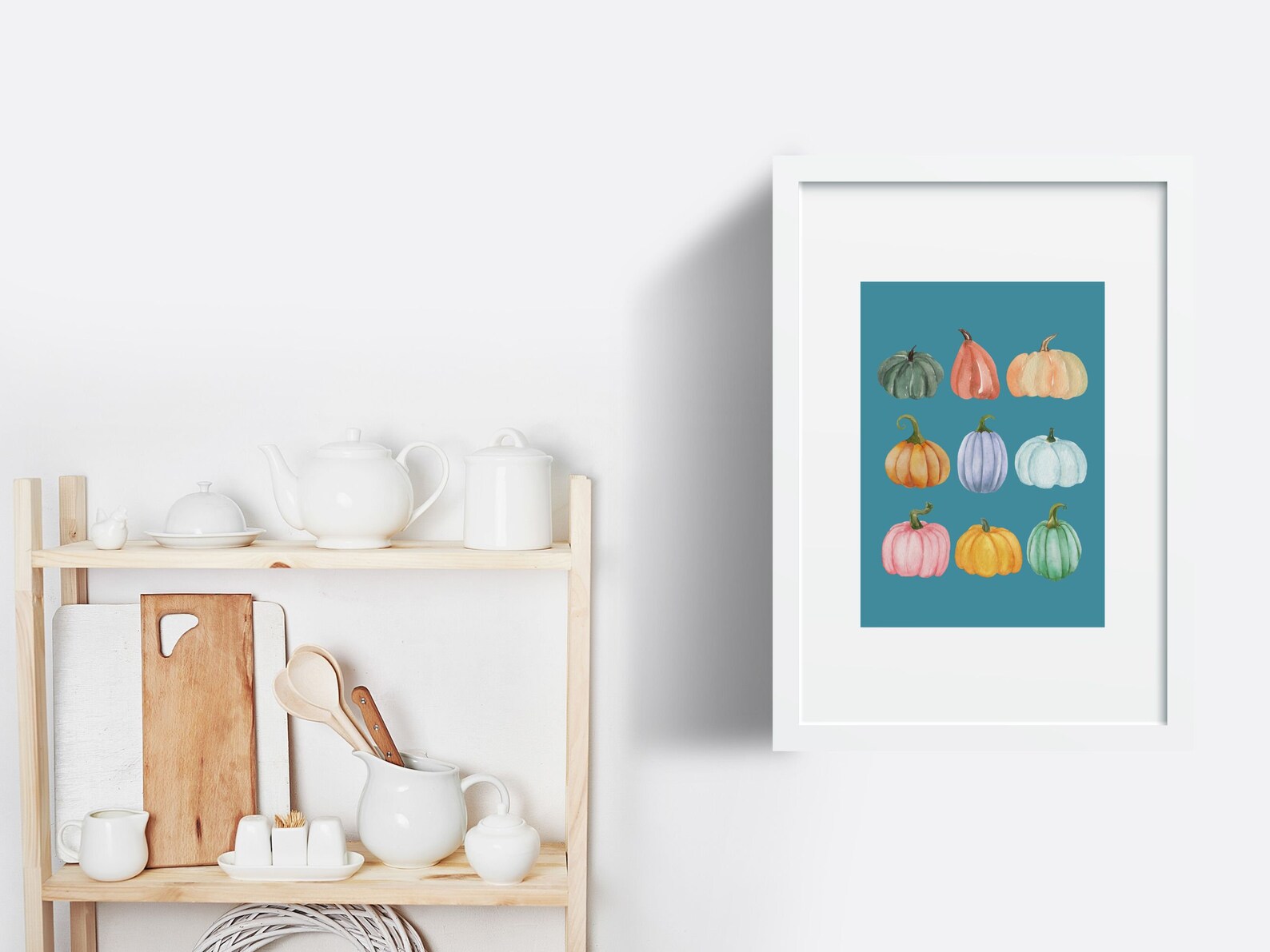 Teal Pumpkin Printable Wall Art Fall Watercolor Pumpkin - Etsy