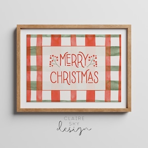 Frohe Weihnachten Druck | Klassische rote und grüne Weihnachtsdekorkunst | gemütliches Weihnachtsbild | Weihnachtsdrucke zum Download | gemütliche Weihnachten