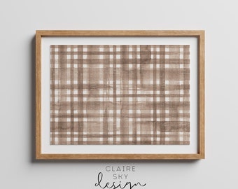 neutral plaid autumn print | fall printable wall art | neutral fall decor | printable autumn wall decor | farmhouse fall | beige taupe