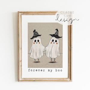 cute ghost print | neutral halloween printable decor | forever my boo sign | cute halloween printable wall art | spooky farmhouse halloween