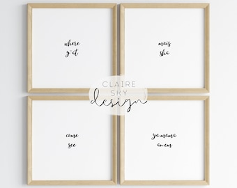 cajun decor prints set | new orleans sayings | nola print | louisiana print set of 4 | cajun art | louisiana art | set of 4 square prints