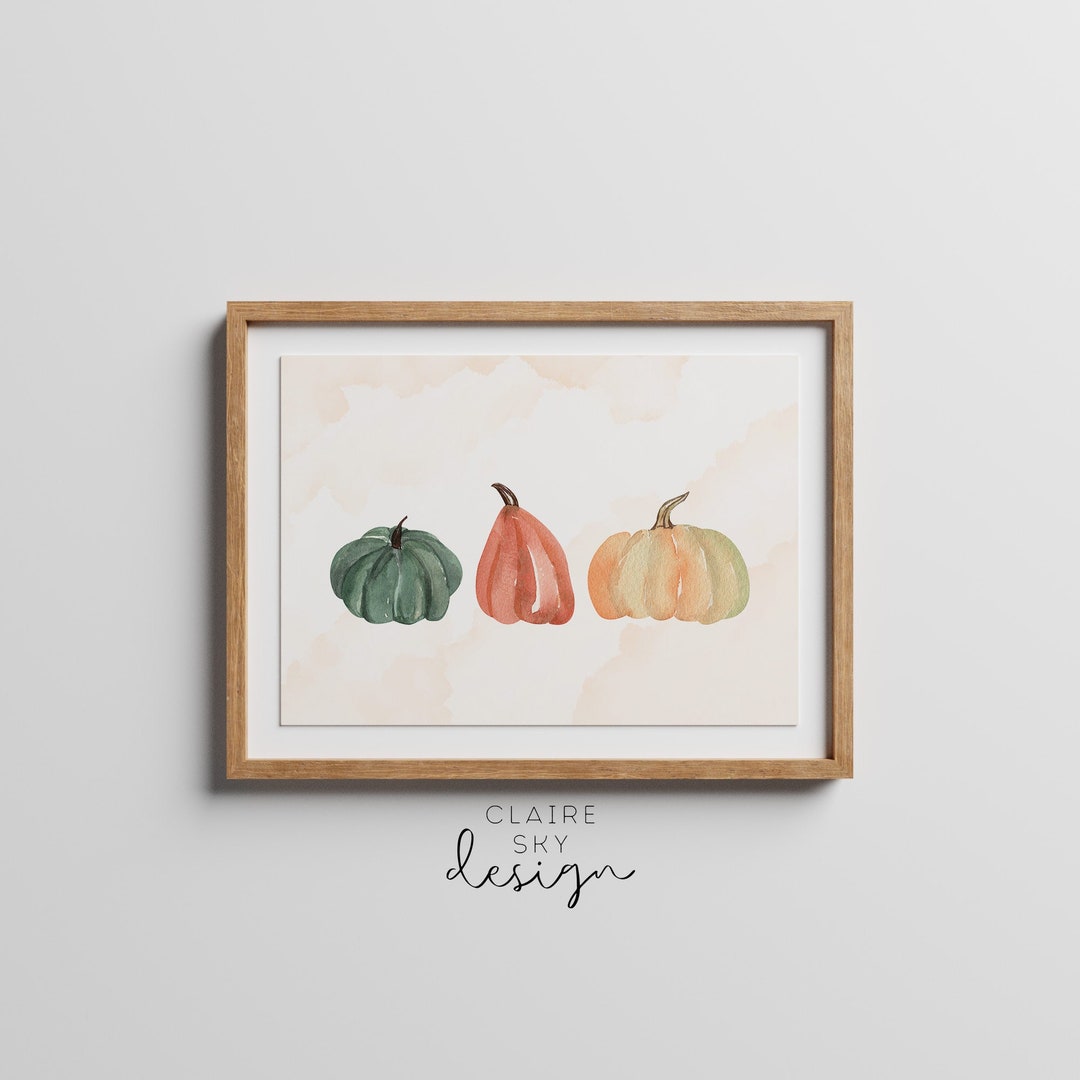 Pumpkin Printable Wall Art | Landscape Pumpkins Fall Print | Horizontal ...