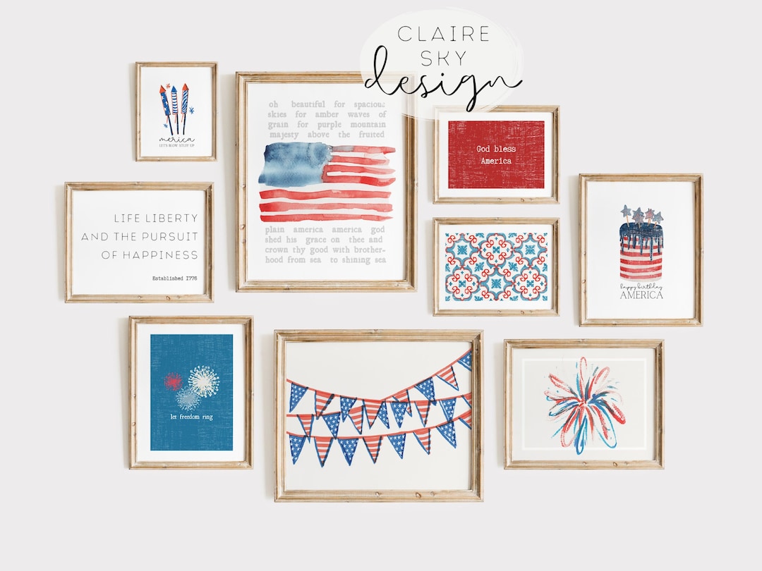July 4th Gallery Wall Bundle | Set of 10 Fourth of July Prints ...