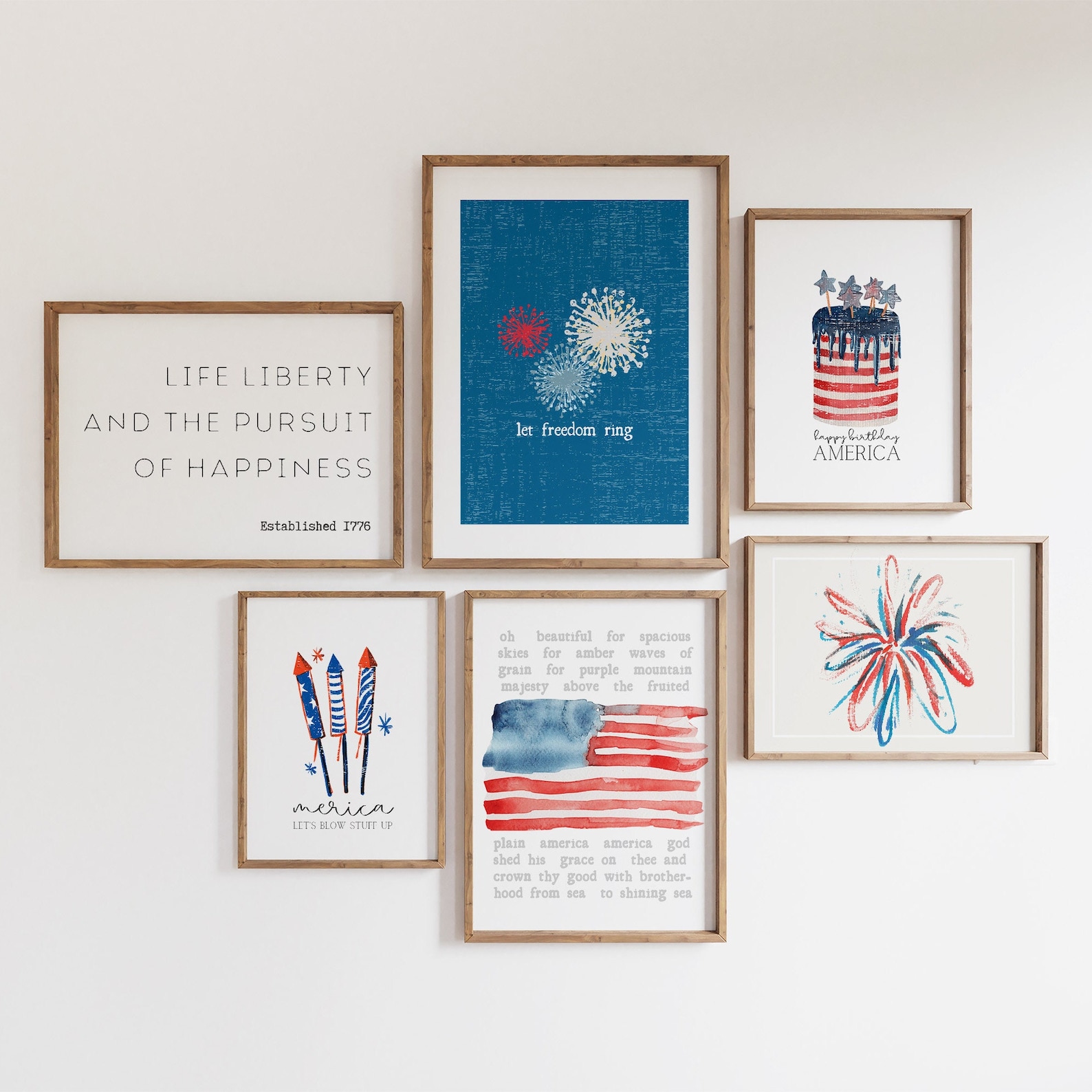 Patriotic Prints Set | 4th of July Printable Wall Art Gallery ...