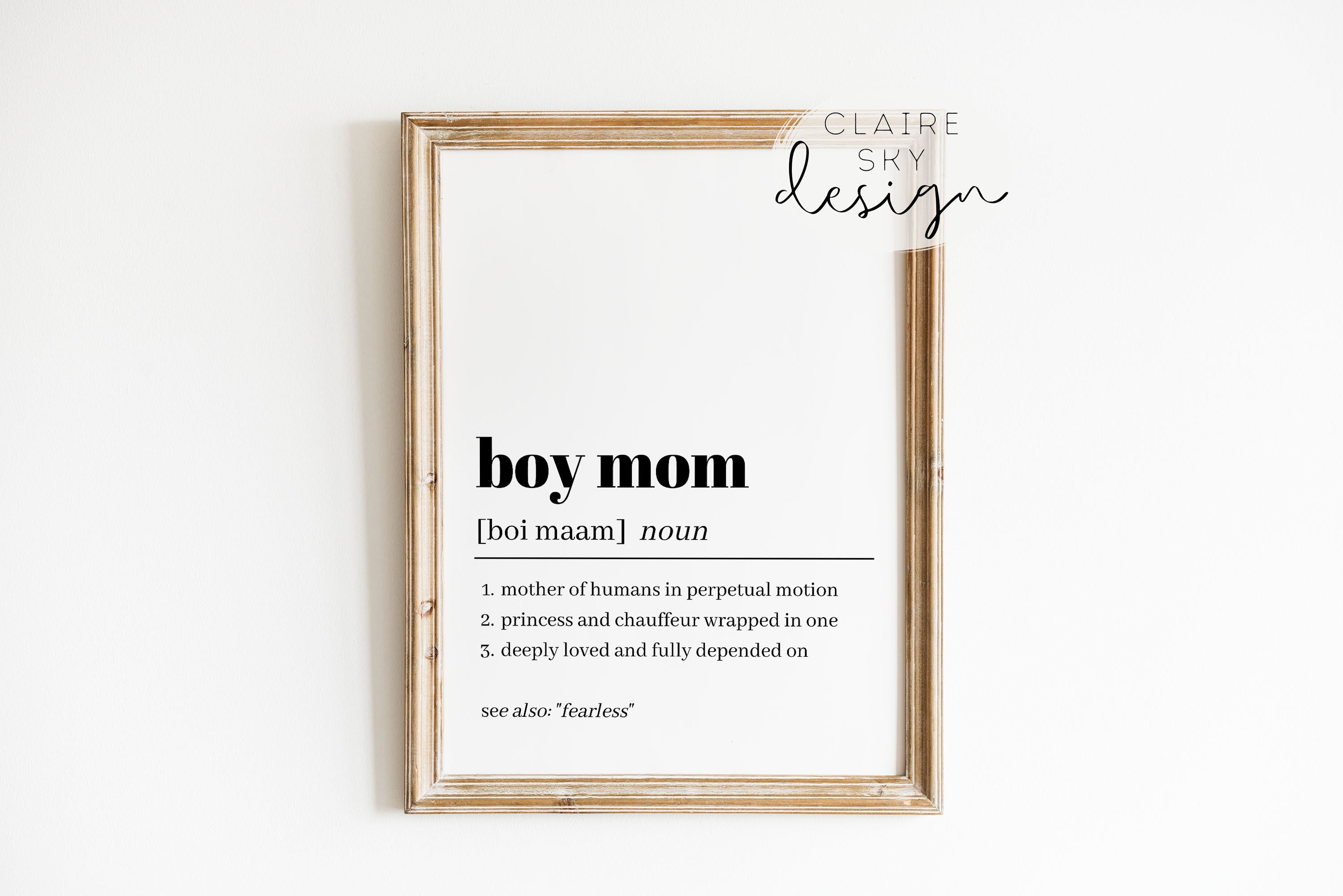 Boy Mom Printable Definition | Boy Mom Mothers Day Gift | Mom of Boys ...