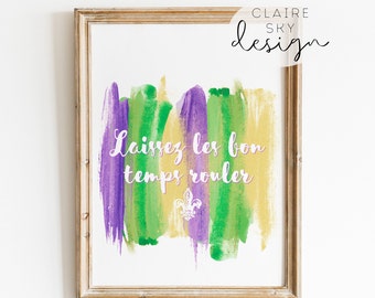 mardi gras print | laissez les bon temps rouler sign | mardi gras wall decor | printable mardi gras wall art | new orleans wall art