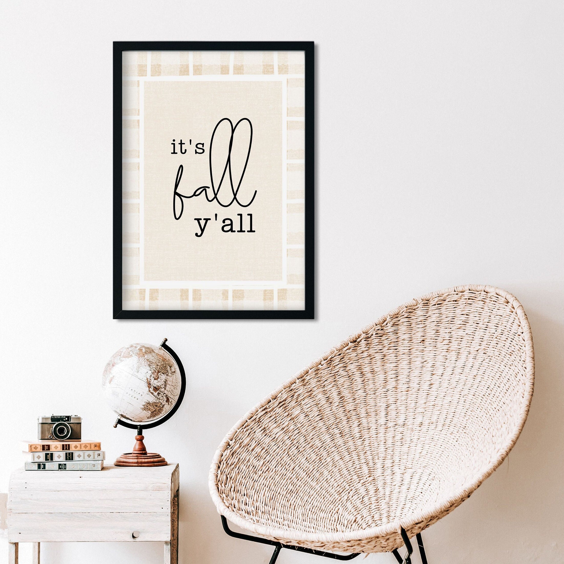 Its Fall Yall Printable Wall Art Decor | Its Fall Yall Plaid Autumn ...