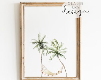 watercolor beach print | coastal cowgirl printable wall art | palm trees | coastal granddaughter decor | coastal grandmother | beach house