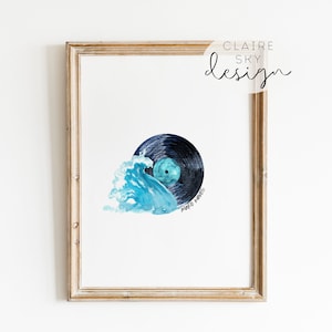make waves watercolor print | retro beach prints | coastal cowgirl | surf nursery | beach boho printable wall art | blue coastal wall decor