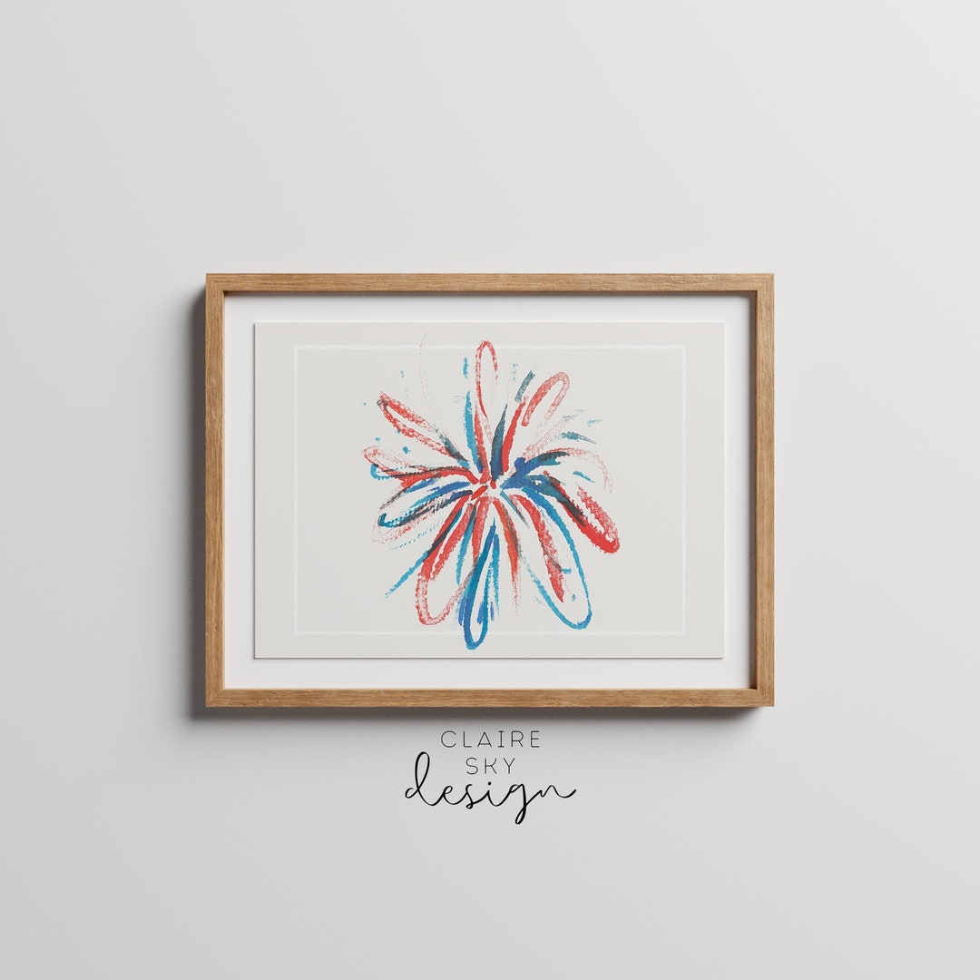 4th of July Printable Wall Art | Patriotic Firework Print | Fourth of ...