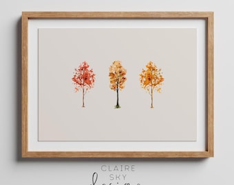 Herbst Bäume Druck | druckbare Kunst Herbst | Herbst Digitaldruck | Herbst Kunstdruck | Herbst Printables | Herunterladen | Minimalistischer Herbst Dekor