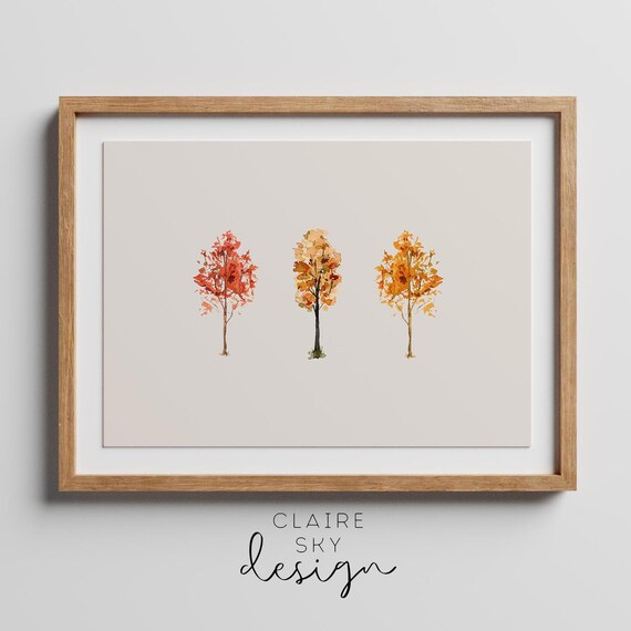 fall trees print | autumn printable wall art | fall digital print | autumn art print | fall printables | download | minimalist fall decor