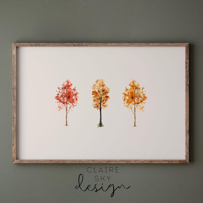 Fall Trees Print | Autumn Printable Wall Art | Fall Digital Print ...