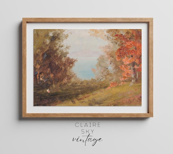 vintage autumn art print | autumn landscape oil printable wall art | autumn landscape vintage printable art | fine art vintage landscape