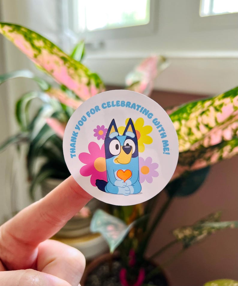 Thank You Birthday Party Favor Stickers Bluey Theme - Etsy