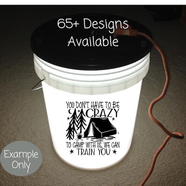 Camping Bucket Decal / Camping / Decals / Vinyl / Decal Only / Camping Bucket / LED Lights / LED / Bucket / 5 Gallon / 2 Gallon / S'Mores