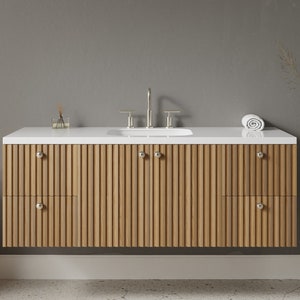 Slatted Wood Bathroom Vanity - Free Shipping - Slatted Wood