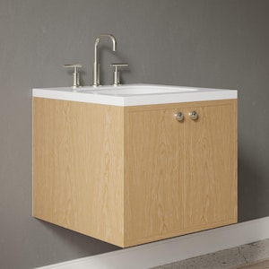 Handmade Floating Walnut Bathroom Vanity – Modern Wall-Mounted Storage