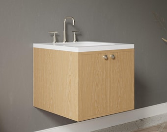 Handmade Floating Walnut Bathroom Vanity – Modern Wall-Mounted Storage