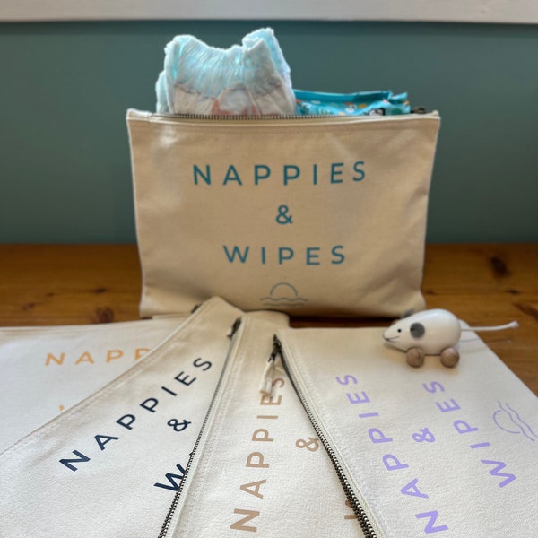 Nappy and wipes pouch, Baby shower gift, Nappies and wipes, Change bag, Nappy bag,