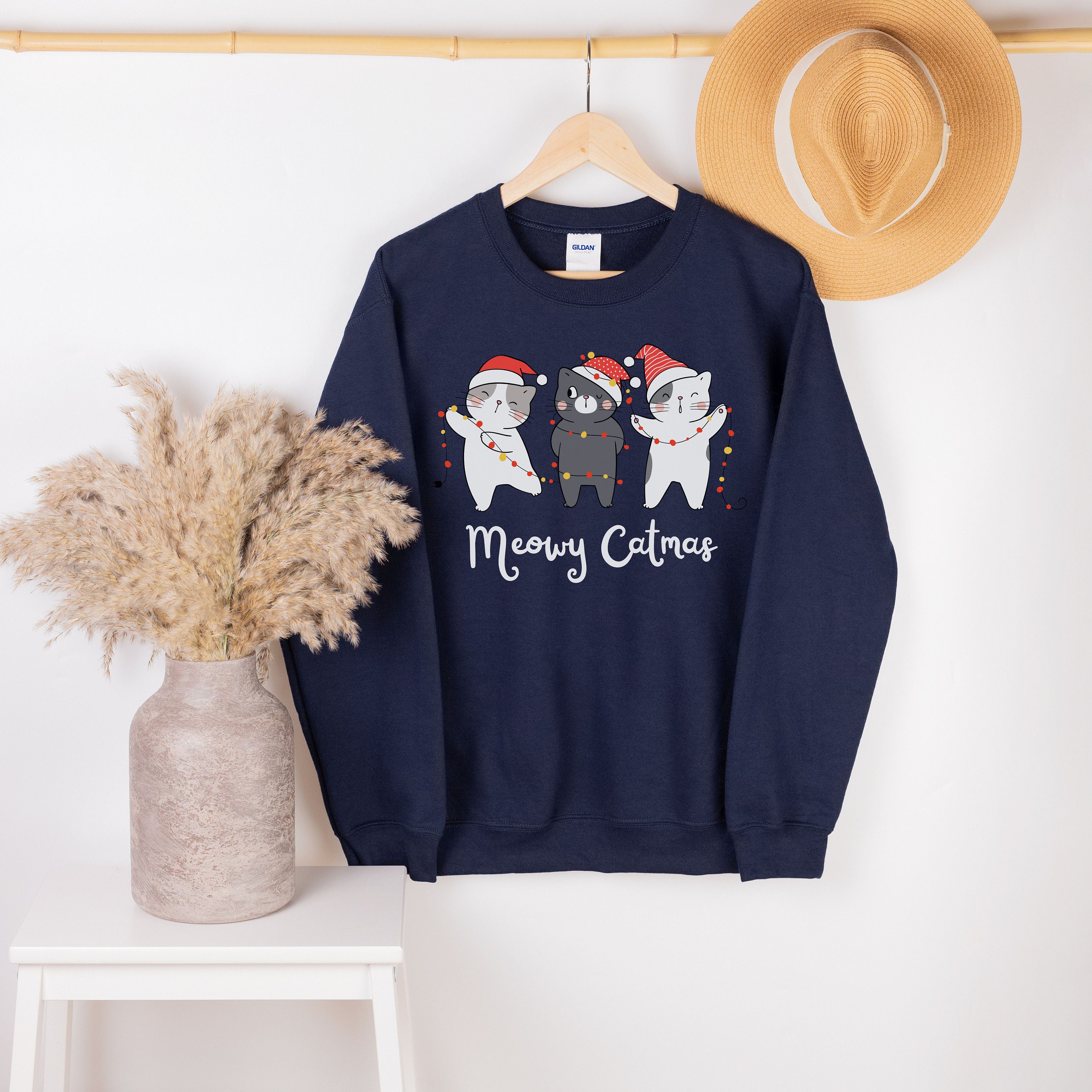 Discover Meowy Catmas Christmas Sweatshirt, Cat Christmas, Cat Mom Sweatshirt