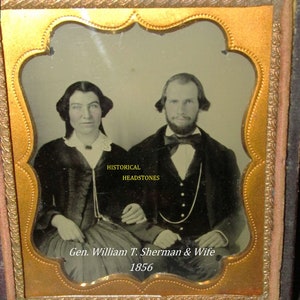 Gen. WILLIAM TECUMSEH SHERMAN  & Wife  1/6th Ambrotype, c.1856   Pre- Civil War
