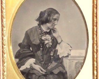 Harriet Beecher Stowe,  1/4 Ambrotype c. 1855 Author of Uncle Tom's Cabin