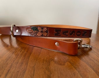 Hand Tooled Leather Dog Leash Horse Lead