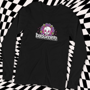 Bad Omen T-Shirt, Unisex Langarm T-Shirt, Totenkopf und Blumen Shirt, Tarot Karte Shirt, Totenkopf Shirt Männer